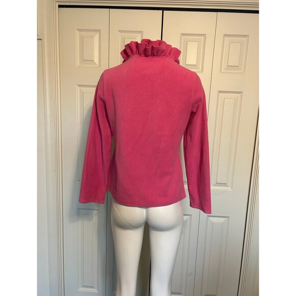 Lilly Pulitzer womens Pink Ruffle Quarter Zip Fleece Pullover Size S - Picture 6 of 9